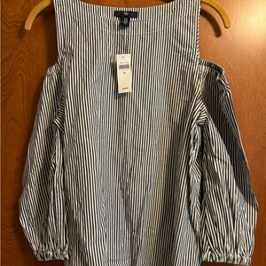 GAP White and Black Relaxed Cut Out Blouse